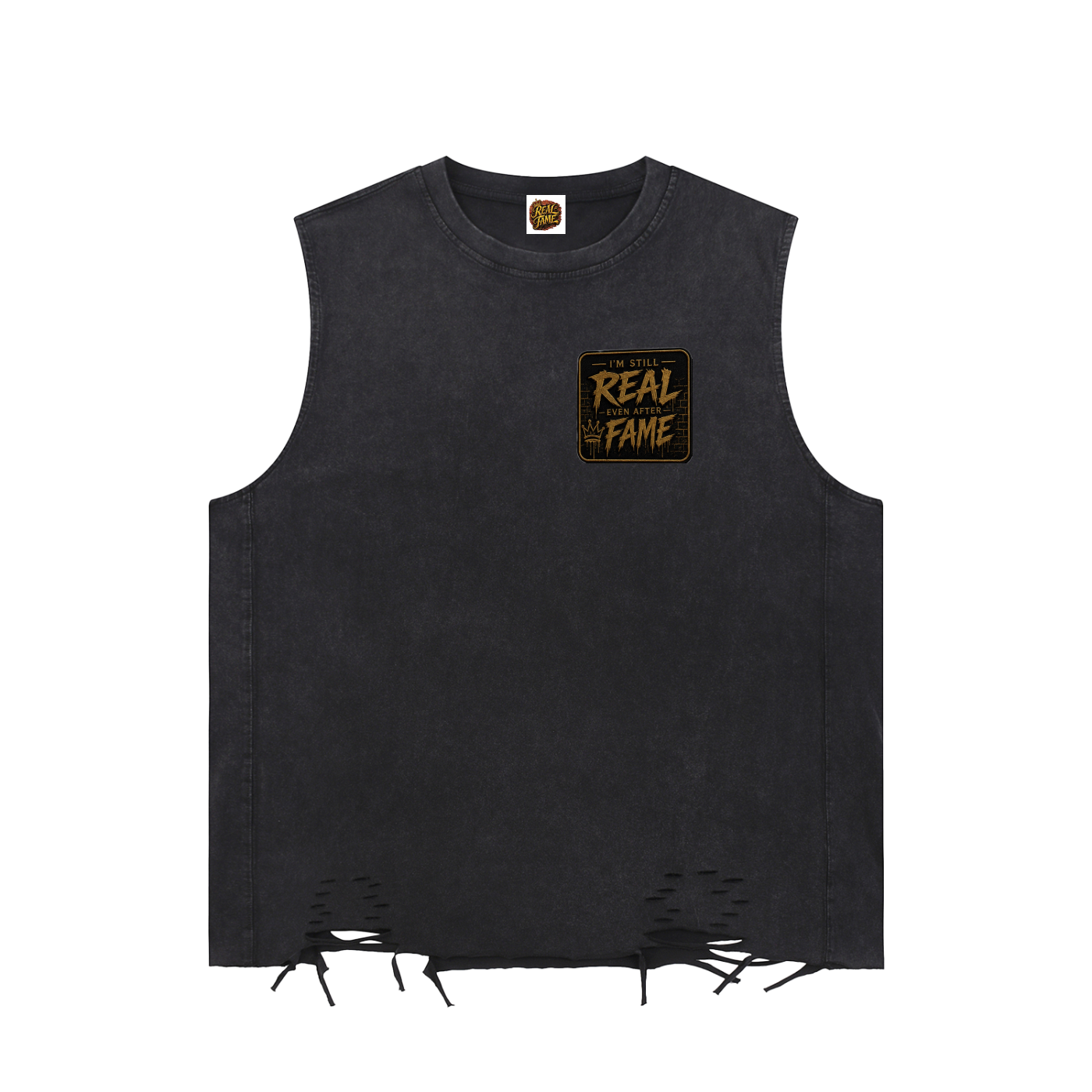 Black/Gold Label  Raw-Hem Tank Top
