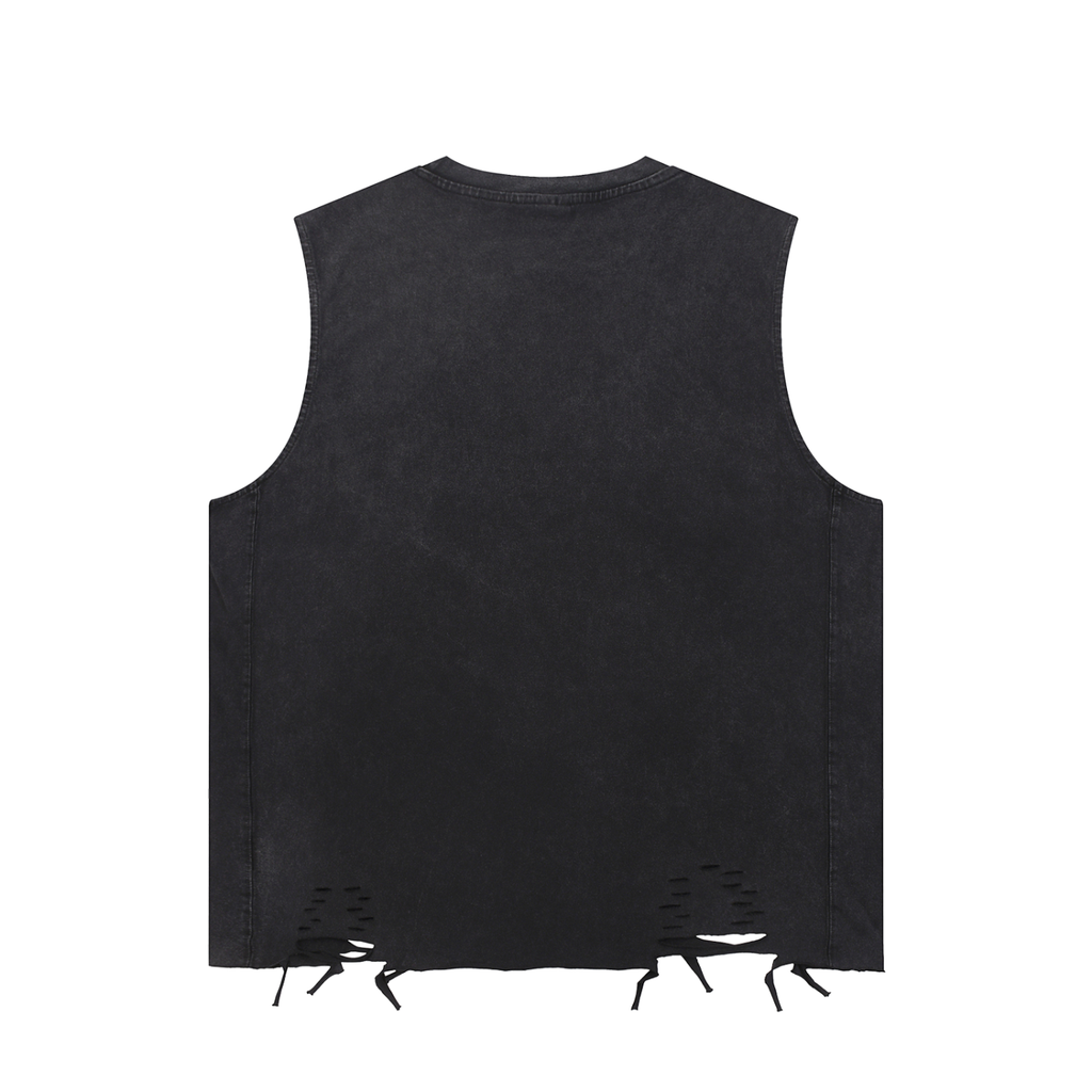 White/Gold Label Raw-Hem Tank Top