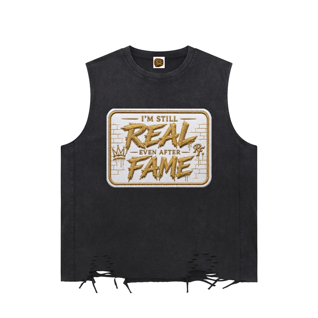 White/Gold Label Raw-Hem Tank Top