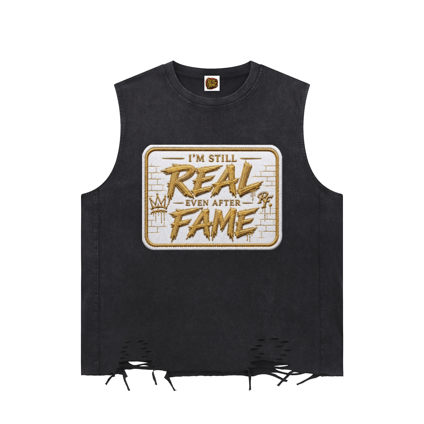 White/Gold Label Raw-Hem Tank Top